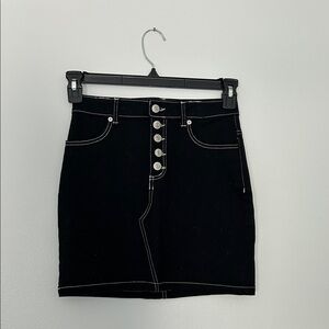 Love Tree Black Button-Up Pencil Skirt